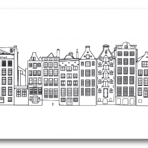 muurillustratie met skyline Amsterdam