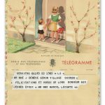 vintage kunst telegram met 2 kinderen