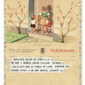 vintage kunst telegram met 2 kinderen