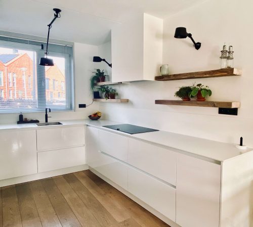 Wandplanken oude balken in keuken 02